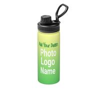 Personalised Water Bottles 500ml Custom Photo Text Logo Insulated Drink Bottle Customised Stainless Steel Cup Bottle for Women Men School Travel Sport Office Gifts Gradient Color
