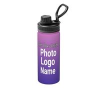 Personalised Water Bottles 500ml Custom Photo Text Logo Insulated Drink Bottle Customised Stainless Steel Cup Bottle for Women Men School Travel Sport Office Gifts Gradient Color