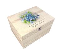 Personalised Watercolour Forget-Me-Not Keepsake Box | Bereavement & Sympathy Gift | Funeral Memorial Storage | Solid Natural Wood Remembrance Box | Custom Floral Tribute |W20cm x D15cm x H11cm