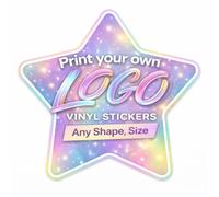 Personalised Waterproof Colour Vinyl Stickers Decals- Contour Cut Custom Product Labels Sheet, Circle Large Logo Stickers for Business and Personal Bottle Label (Star)