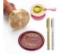 Personalised Wax Seal Stamp - Custom Sealing Wax Stamp with Your Logo, Initials or Family Crest - Premium Brass Head & Wooden Handle for Wedding Invitations, Envelopes & Crafts (Pattern Design 5)