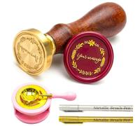 Personalised Wax Seal Stamp - Custom Sealing Wax Stamp with Your Logo, Initials or Family Crest - Premium Brass Head & Wooden Handle for Wedding Invitations, Envelopes & Crafts (Pattern Design 1)