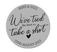 Personalised We Tied The Knot Shot Glasses Custom Wedding Favors Stickers Labels, Wedding take a Shot Stickers, Custom Shot Glass Labels 3.7cm or 4.5cm (Grey, 45mm)