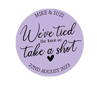 Personalised We Tied The Knot Shot Glasses Custom Wedding Favors Stickers Labels, Wedding take a Shot Stickers, Custom Shot Glass Labels 3.7cm or 4.5cm (Lilac, 45mm)