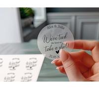 Personalised We Tied The Knot Shot Glasses Custom Wedding Favors Stickers Labels, Wedding take a Shot Stickers, Custom Shot Glass Labels 3.7cm or 4.5cm (Clear, 37mm)