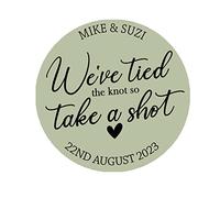 Personalised We Tied The Knot Shot Glasses Custom Wedding Favors Stickers Labels, Wedding take a Shot Stickers, Custom Shot Glass Labels 3.7cm or 4.5cm (Sage, 45mm)