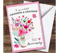 Personalised Wedding Anniversary Card For Grandma & Grandad Pink | Personalised Anniversary Card For Grandma, Grandad, Couples
