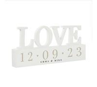 Personalised Wedding/Anniversary date LOVE frestanding Ornament keepsake gift