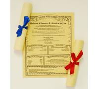 Personalised Wedding Anniversary Parchment Scroll - Bells Style ~ 1st, 5th, 10th, 20th, 30th, 40th, 50th, 60th, 70th Gift/Present