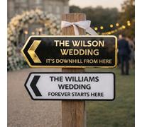 Personalised Wedding Arrow Sign - Custom Couple Name Sign - Left or Right Direction - Black & White or Mirror Gold - 3 Sizes - Wedding Decor