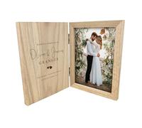 Personalised Wedding Book Photo Frame | Text with Couple's Names & Date | Pine Wood 7x5 Picture Frame | Thoughtful Gift for Newlyweds Anniversary