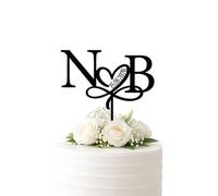 Personalised Wedding Cake Topper with Initials, Heart & Date, Custom Acrylic Cake Topper for Wedding or Engagement Party