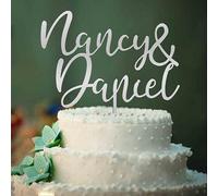 Personalised Wedding Cake Toppers Bride and Groom Anniversary Cake Toppers MR & MRS Wedding Cake Decorations Silver Acrylic Weddings Cake Topper with Any Name(Silver, Name)