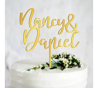 Personalised Wedding Cake Toppers Bride and Groom Anniversary Cake Toppers MR & MRS Wedding Cake Decorations Gold Acrylic Weddings Cake Topper with Any Name(Gold, Name)