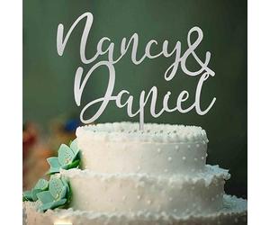 Personalised Wedding Cake Toppers Bride and Groom Anniversary Cake Toppers MR & MRS Wedding Cake Decorations Silver Acrylic Weddings Cake Topper with Any Name(Silver, Name)