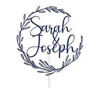 Personalised Wedding Cake Toppers by KreateSquare- Customisable with Any Name - Custom Colour - Acrylic Wedding Cake Decoration (Navy Blue)