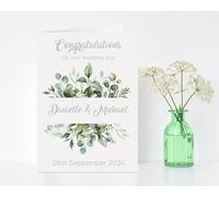 Personalised Wedding Card - Custom Names & Date | Floral Design | A5 Premium Greeting Card with Envelope | Keepsake Gift for Newlyweds | GiftWrap4U