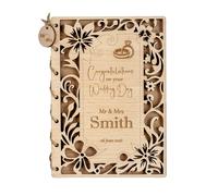 Personalised Wedding Card for Bride and Groom - Luxury Wooden Keepsake - Congratulations Gifts for Couples - Mr and Mrs Wedding Card for Son and Daughter in Law, Friends, Niece, Nephew
