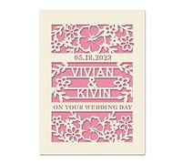 Personalised Wedding Card for Lover Couples Wedding Greeting Card Gifts Wedding Memory Keepsake Greeting Card for Girl Women Wife Her Anniversary Card for 65th 16th with Envelopes(Pink)