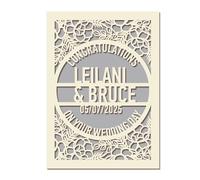 Personalised Wedding Cards for Bride and Groom, Congratulations on Your Wedding Day Card, Custom Laser Cut Greeting Card with Name & Date, Gifts for New Mr & Mrs, Couple, Newlyweds (Grey)