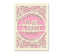 Personalised Wedding Cards for Bride and Groom, Congratulations on Your Wedding Day Card, Custom Laser Cut Greeting Card with Name & Date, Gifts for New Mr & Mrs, Couple, Newlyweds (Pink)