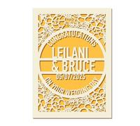 Personalised Wedding Cards for Bride and Groom, Congratulations on Your Wedding Day Card, Custom Laser Cut Greeting Card with Name & Date, Gifts for New Mr & Mrs, Couple, Newlyweds (Gold)