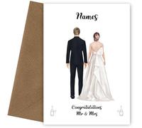 Personalised Wedding Cards for Bride and Groom on Wedding Day. Unique Congratulations Card for Newly Wed Couples, Mr and Mrs