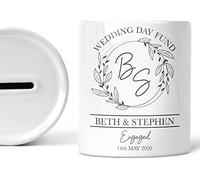 Personalised Wedding Day Fund Savings Jar Engagement Gift Piggy Bank Engaged To Be Married Gifts Money Box For Couples Custom Names Memorable Ceramic Keepsake