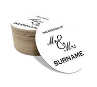 Personalised Wedding Drink Mats,Bridal Shower Bachelorette Party Tableware,Engagement Keepsake Favors,48 Round Coasters W2