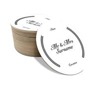 Personalised Wedding Drink Mats,Bridal Shower Bachelorette Party Tableware,Engagement Keepsake Favors,W 48 Round Coasters W3