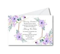 Personalised Wedding Evening Invitations with Envelopes - Lilac & White - Custom Wedding Evening Invites - Elegant Design - Printed Night Time Reception Cards - WE5 (90)