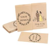 Personalised Wedding Favor Paper Bags, Custom Print Name, Date or Logo Kraft Paper Bags for Weddings Thank You Gifts Candy Buffet, Party, Treat Sweet Cookie for Guest Decorating (Brown, 13x18cm)
