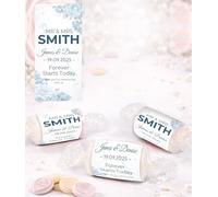 Personalised Wedding Favours Love Hearts, Custom Wrapped Wedding Sweets, Forever Starts Today, Mr & Mrs Favours UK (Dusty Blue)