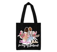 Personalised Wedding gift idea Thank You For Being My Bridesmaid themed Funny Tote Bag-Cotton Shopping Bag. (Full Black)