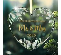 Personalised Wedding Gifts for Couple Mr & Mrs Heart Hanging Plaque The Year We Became Green Leaves Christmas Wedding Day Newla Congratulations Gifts
