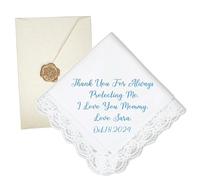 Personalised Wedding Handkerchief Something Blue for Bride Gift Embroidered Bridal Handkerchief Custom Wedding Lace Handkerchief Wedding Day Hankie Mother of the Bride Gifts Bridesmaid Gifts