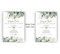 Personalised Wedding Invitation Sage Green Botanical with Envelopes, Fully Personalised & Digitally Printed - Eucalyptus Invites (40 Cards)