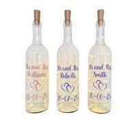 Personalised Wedding Light Up LED Wine Glass Bottle, Wedding Gift for The Couple, Bride and Groom Wedding Day Keepsake, Just Married, Newlyweds, Mr and Mrs Present