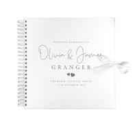 Personalised Wedding Memory Scrapbook/Guest Book | Custom Printed |Personalised Name & Date | White Paper, Spiral Bound - Thoughtful Gift for Newlyweds, Couple, Bridal Shower | 8x8"