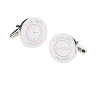 Personalised Wedding Metal Cufflinks Please Meet Miss.. & Leave with Mrs, with Time and Date, in a Custom Chromed Box
