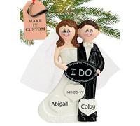 Personalised Wedding Ornament 2025 - Fast & Free 24h Customisation - Couple Christmas Ornaments for Tree - Custom Gift Wrapped I Do Married Keepsake for Newly Weds