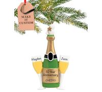 Personalised Wedding Ornament 2025 - Fast & Free 24h Customisation - Couple Christmas Ornaments for Tree - Custom Gift Wrapped Cheers Champagne Keepsake for Newly Weds