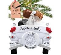 Personalised Wedding Ornament 2025 - Fast & Free 24h Customisation - Couple Christmas Ornaments for Tree - Custom Gift Wrapped Just Married Car Keepsake for Newly Weds