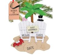Personalised Wedding Ornament 2025 - Fast & Free 24h Customisation - Our First Christmas Ornaments for Tree - Custom Gift Wrapped Just Married Beach Keepsake for Newly Weds, Honeymooners