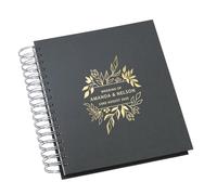 Personalised Wedding Photo Album with Flower and Leaf Design, Multiple Colours, Fits 15x10 cm and 13x9 cm Photos (Black, 4 x 6 Inches)
