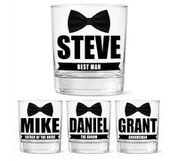 Personalised Wedding Role Vinyl Decal | Custom Groomsmen Whiskey Glass Sticker | Gift for Best Man & Groomsmen | Wedding Glass Bow Tie Decal