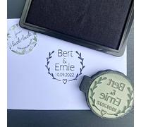 Personalised Wedding Rubber Stamp, Custom Names & Date Save the Date | Perfect for invitations, envelopes, favour tags, stationery and wedding crafts.
