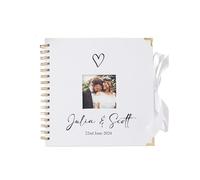 Personalised Wedding Scrapbook Album - Custom Couples Gift Guest Book - Engagement Present Love Heart Design - 22cm Photo Window Cover