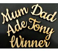 Personalised Wedding Seating Place Names and Words, laser cut words of your choice