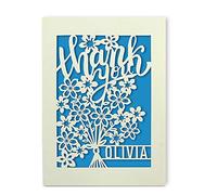Personalised Wedding Thank You Card | Custom Gift Hand Finished in UK Laser Cut Flower Design Cards with Envelopes | Blank Thank You Notes for Wedding, Baby Shower, Anniversary(Blue)